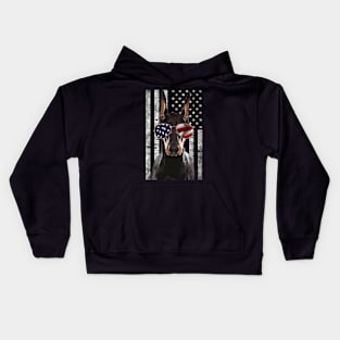 Dynamic Dobermans Fashionable American Flag the Charm of This Breed Kids Hoodie